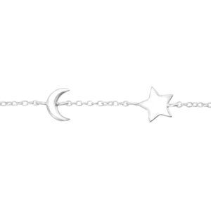 Moon Star Bracelet Dainty Sterling Silver Celestial Adjustable Bracelet